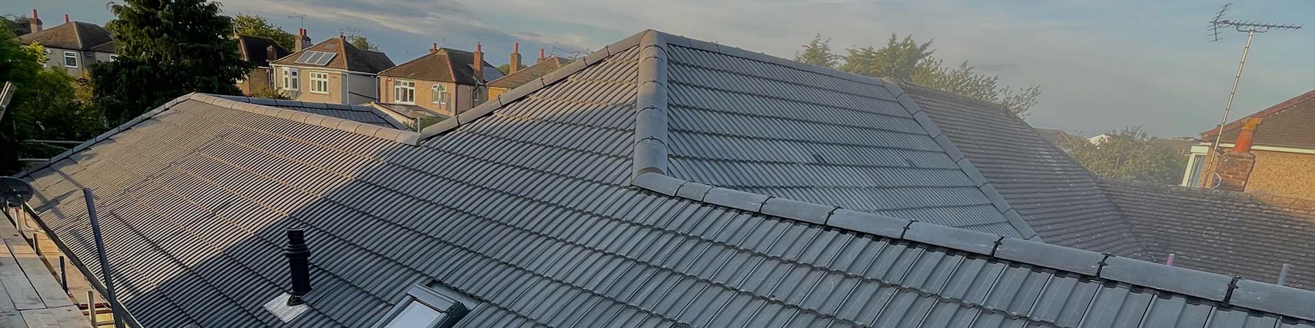 Roofing project with scaffolding